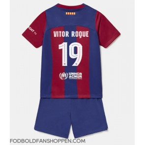 Barcelona Vitor Roque #19 Hjemmebanetrøje Børn 2023-24 Kortærmet (+ Korte bukser)